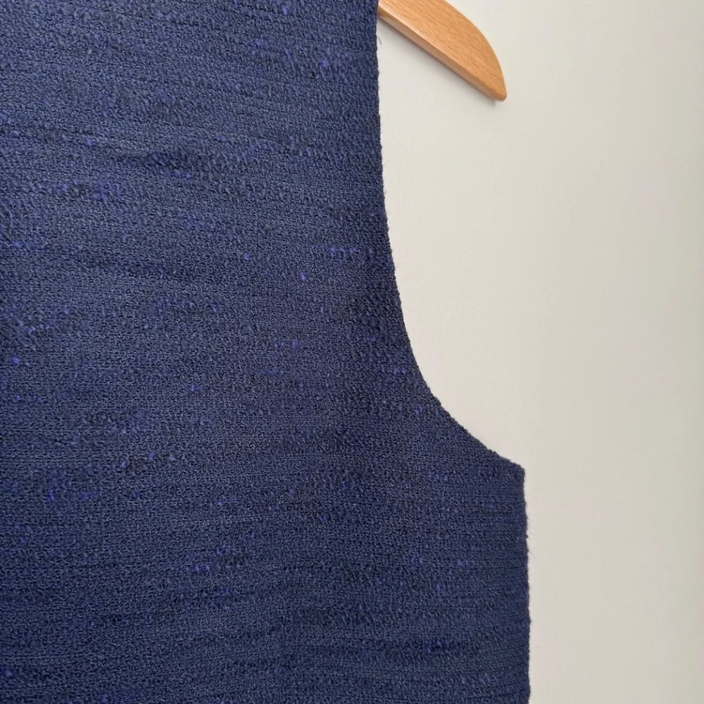 J Crew Factory Navy Tweed Sleeveless Shift Dress Size 10 - Picture 4 of 6